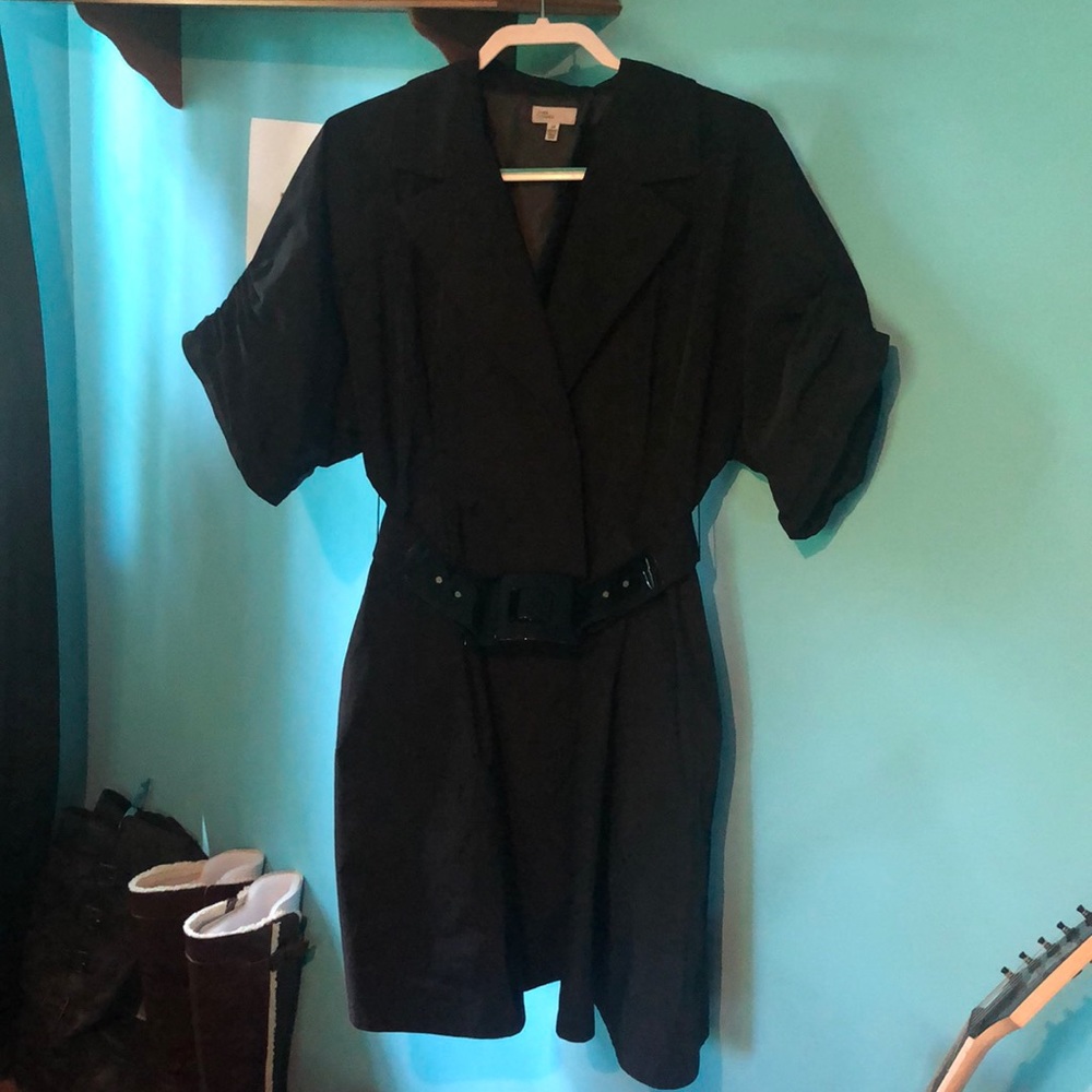 Designer black coat dress- Linea Domani